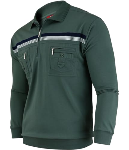 Soltice Herren Langarm Poloshirt mit Polo Kragen, Polohemd, Blousonshirt aus Baumwoll-Mix (M bis 3XL) (L, Grün) von Soltice