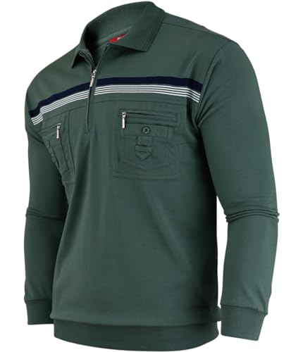 Soltice Herren Langarm Poloshirt mit Polo Kragen, Polohemd, Blousonshirt aus Baumwoll-Mix (M bis 3XL) (M, Grün) von Soltice