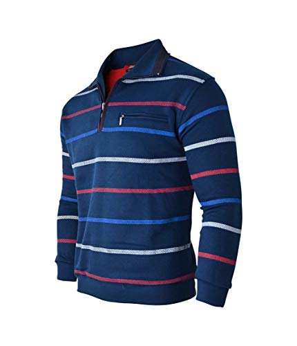 Soltice Herren Langarm Sweatshirt, Poloshirt, Polohemd, Blousonshirts mit Kragen (M bis 3XL) (L, Navy [D3]) von Soltice