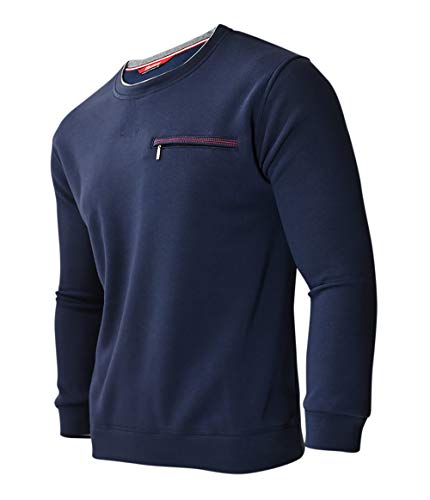 Soltice Herren Langarm Sweatshirt mit Brusttaschen, Poloshirts, Winter- Strick- Pullover aus Baumwoll-Mix (M bis 3XL) (M, [V] Navy) von Soltice