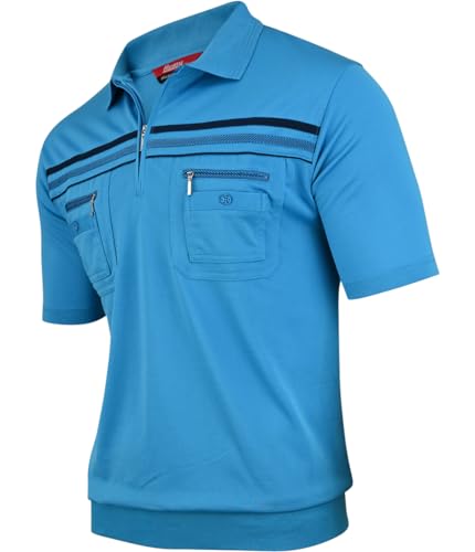 Soltice Herren Poloshirt Kurzarm, Polohemd, Gestreifte Blousonshirt mit Brusttasche aus Baumwoll-Mix (M), [MS14] Ocean von Soltice