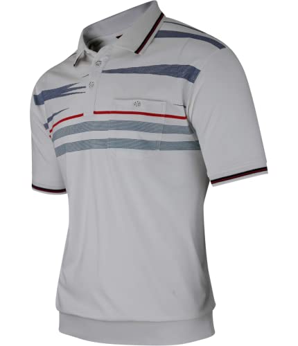 Soltice Herren Poloshirts Kurzarm, Gestreift mit Brusttasche, Polohemden, Blousonshirts aus Baumwoll-Mix (L, [M1] Weiß) von Soltice
