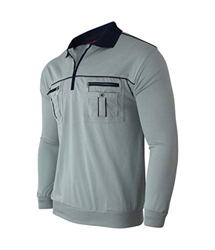 Soltice Herren Poloshirts Langarm, Polohemden mit Brusttasche, Gestreifte Blousonshirts, Baumwoll-Mix (M), [HJG7] Slategray von Soltice