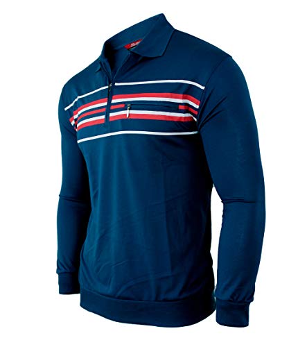 Soltice Herren Poloshirts Langarm Polohemden mit Brusttasche, Gestreifte Blousonshirts aus Baumwoll-Mix (M), [MH1] Türkis von Soltice