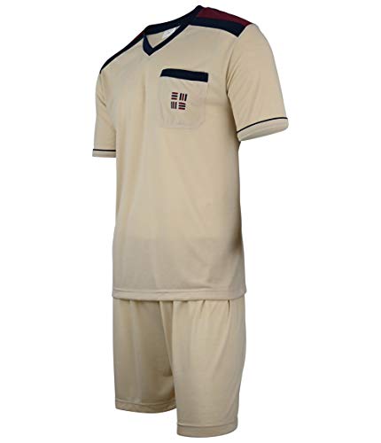 Soltice Herren Zweiteiliger Schlafanzug, Kurze Pyjama im Set, Gestreifte Nachtwäsche aus 100% Baumwolle (M bis 5XL) (2XL, [M2] Beige) von Soltice