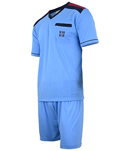 Soltice Herren Zweiteiliger Schlafanzug, Kurze Pyjama im Set, Gestreifte Nachtwäsche aus 100% Baumwolle (M bis 5XL) (2XL, [M2] SkyBlue) von Soltice