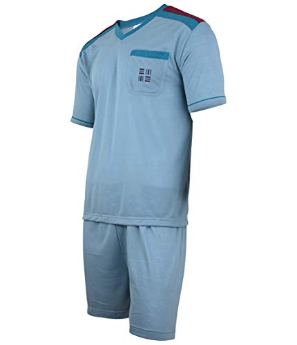 Soltice Herren Zweiteiliger Schlafanzug, Kurze Pyjama im Set, Gestreifte Nachtwäsche aus 100% Baumwolle (M bis 5XL) (2XL, [M2] Steelblue) von Soltice