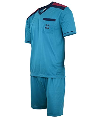 Soltice Herren Zweiteiliger Schlafanzug, Kurze Pyjama im Set, Gestreifte Nachtwäsche aus 100% Baumwolle (M bis 5XL) (M, [M2] Türkis) von Soltice