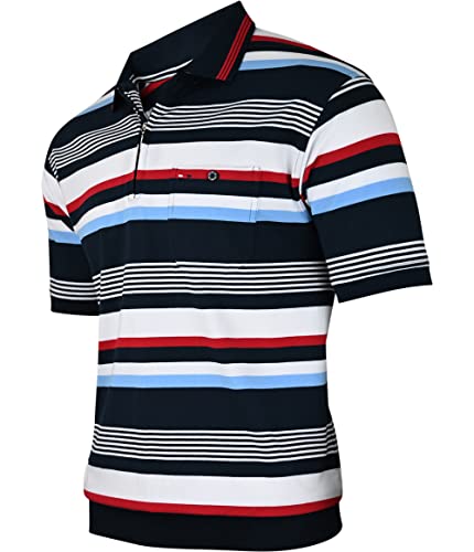 Soltice Polo Shirts Herren Kurzarm, Blousonshirts, Gestreifte Polohemden mit Brusttasche aus Baumwoll-Mix (M), [MS10] Navy von Soltice