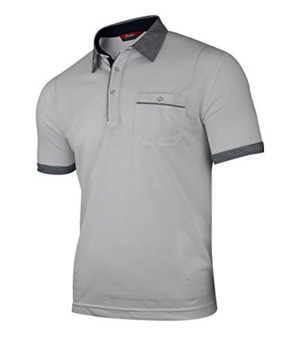 Soltice Polo Shirts Herren Kurzarm, Blousonshirts, Gestreifte Polohemden mit Brusttasche aus Baumwoll-Mix (M), [MS11] Weiss von Soltice