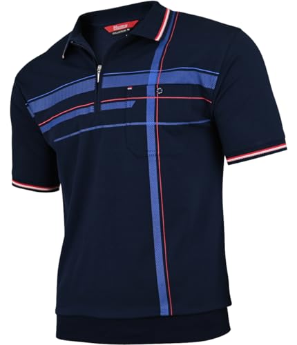 Soltice Poloshirts Herren Kurzarm, Gestreifte Polohemden mit Brusttasche, Blousonshirts aus Baumwoll-Mix (3XL), [MS4] Navy von Soltice