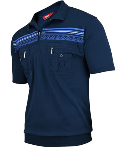Soltice Poloshirts Herren Kurzarm, Gestreifte Polohemden mit Brusttasche, Blousonshirts aus Baumwoll-Mix (L), [MS1] Navy von Soltice