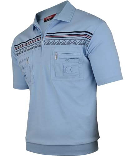 Soltice Poloshirts Herren Kurzarm, Gestreifte Polohemden mit Brusttasche, Blousonshirts aus Baumwoll-Mix (L), [MS1] SkyBlue von Soltice