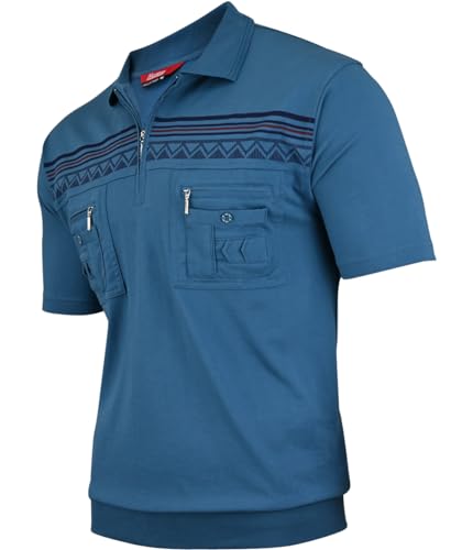 Soltice Poloshirts Herren Kurzarm, Gestreifte Polohemden mit Brusttasche, Blousonshirts aus Baumwoll-Mix (L), [MS1] Türkis von Soltice