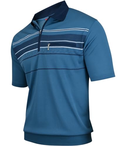 Soltice Poloshirts Herren Kurzarm, Gestreifte Polohemden mit Brusttasche, Blousonshirts aus Baumwoll-Mix (L), [MS2] Türkis von Soltice