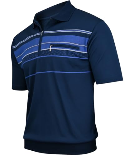 Soltice Poloshirts Herren Kurzarm, Gestreifte Polohemden mit Brusttasche, Blousonshirts aus Baumwoll-Mix (M), [MS2] Navy von Soltice