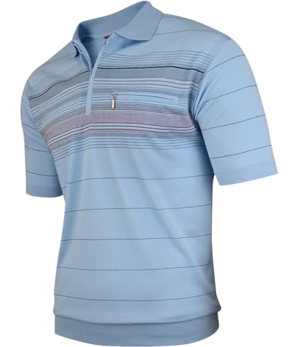 Soltice Poloshirts Kurzarm Herren, Blousonshirts, Gestreifte Polohemden mit Brusttasche aus Baumwoll-Mix (L), [MS6] SkyBlue von Soltice