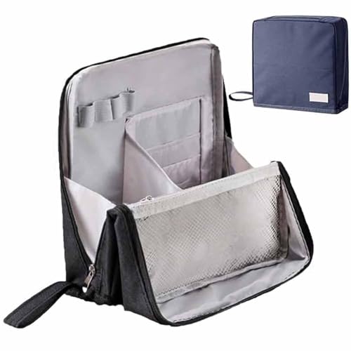 Multi-Purpose Large Capacity Oxford Cloth Standing Makeup Bag,Travel Waterproof Organizer with Compartments for Women and Men,Portable Large Capacity Stationery Organizer (Black) von Soluk