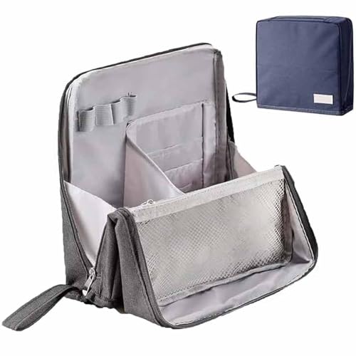 Multi-Purpose Large Capacity Oxford Cloth Standing Makeup Bag,Travel Waterproof Organizer with Compartments for Women and Men,Portable Large Capacity Stationery Organizer (Grey) von Soluk
