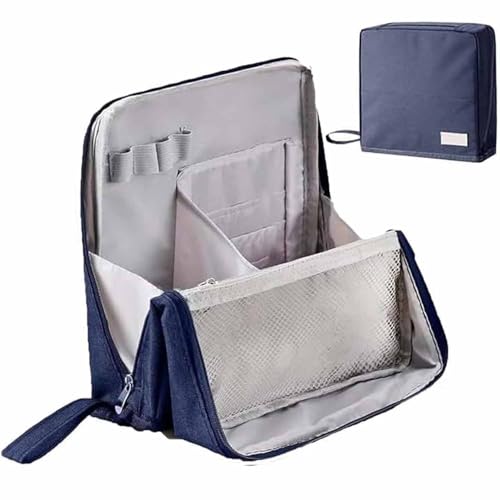 Multi-Purpose Large Capacity Oxford Cloth Standing Makeup Bag,Travel Waterproof Organizer with Compartments for Women and Men,Portable Large Capacity Stationery Organizer (Navy) von Soluk