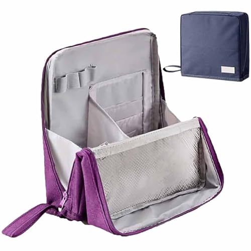Multi-Purpose Large Capacity Oxford Cloth Standing Makeup Bag,Travel Waterproof Organizer with Compartments for Women and Men,Portable Large Capacity Stationery Organizer (Purple) von Soluk