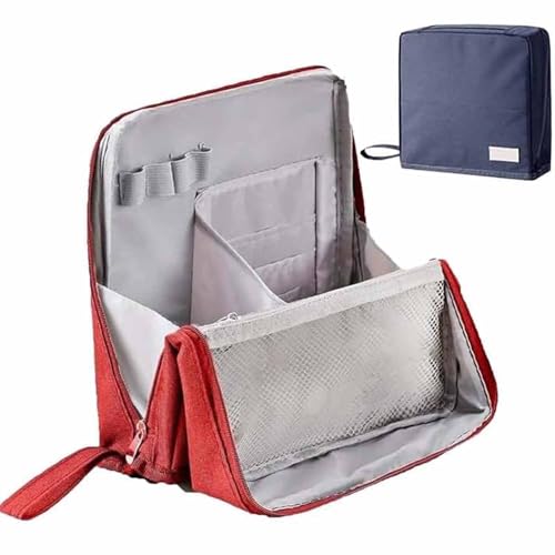 Multi-Purpose Large Capacity Oxford Cloth Standing Makeup Bag,Travel Waterproof Organizer with Compartments for Women and Men,Portable Large Capacity Stationery Organizer (red) von Soluk