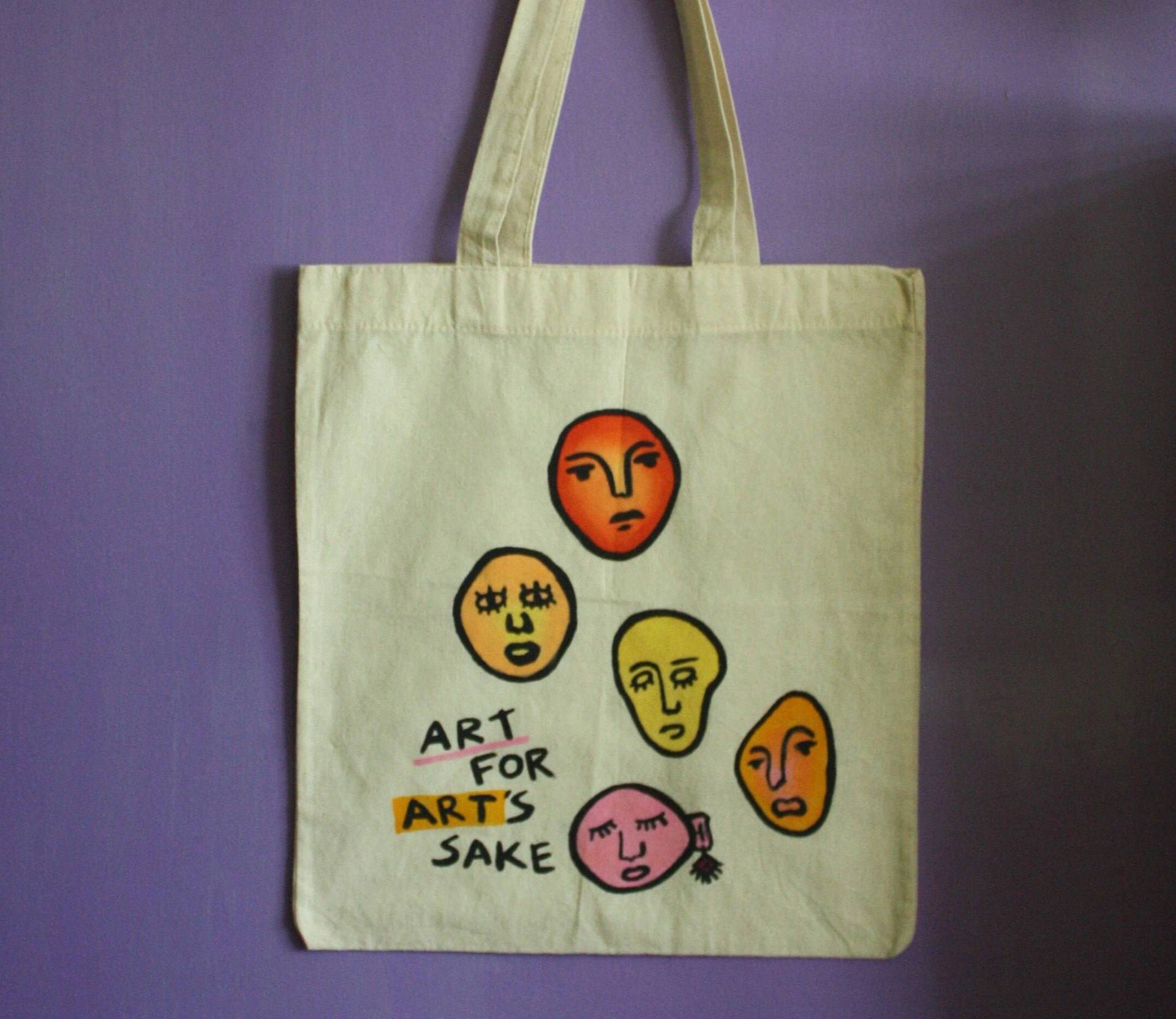 Kunst Um Der Willen Doodle Heads Handbemalte Abstrakte Tasche Kunst Um Der Willen Doodle Heads Handbemalte Abstrakte Tasche von SolukWorkshop