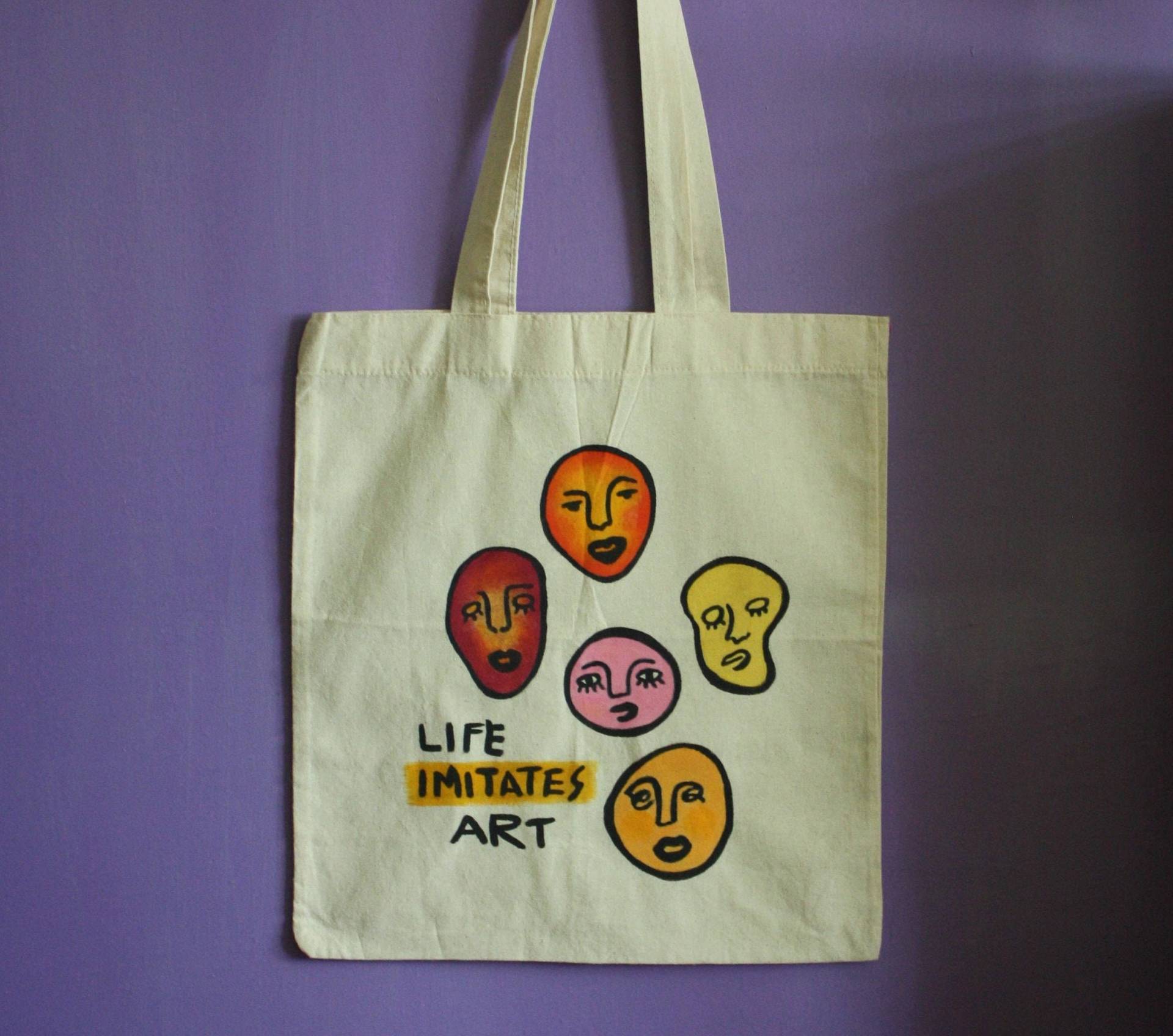 Life Imitates Art Doodle Köpfe Handbemalte Abstrakte Totebag Life Imitates Art Doodle Köpfe Handbemalte Abstrakte Totebag von SolukWorkshop