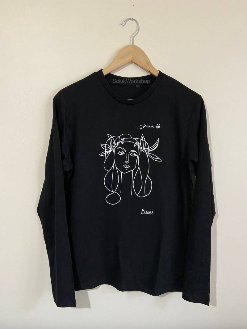 Unisex Picasso Frau | Francoise Gilot Skizze Langarm Schwarz Shirt Unisex Picasso Frau | Francoise Gilot Skizze Langarm Schwarz Shirt von SolukWorkshop