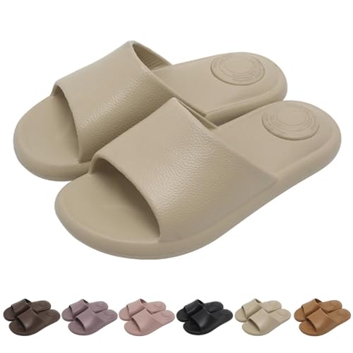 Solutra Badelatschen Damen Herren Wolkenschuhe, Airfoot Rutschfeste Badeschlappen Damen Hausschlappen, Cozy Sliders Weiche Hausschuhe Damen Sommer (Mokka,42/43 EU) von Solutra