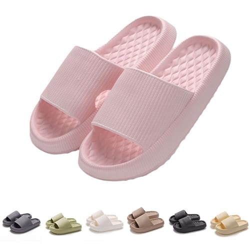 Solutra Badeschlappen Damen Herren Sommer, Rutschfeste Badelatschen Damen Cozy Slides, Wolkenschuhe Damen Weich Dicke Badeschuhe, Schlappen Hausschuhe für Innen und AußEn(34/35 EU,Rosa B) von Solutra