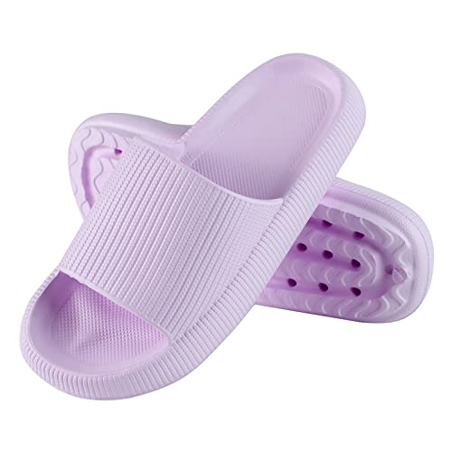 Solutra Badeschlappen Damen Herren Sommer, Rutschfeste Badelatschen Damen Cozy Slides, Wolkenschuhe Damen Weich Dicke Schlappen, Cosify Airfoot Hausschuhe für Innen und AußEn(38/39 EU,Lila) von Solutra