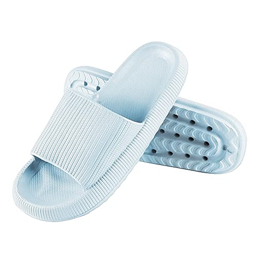 Solutra Badeschlappen Damen Herren Sommer, Rutschfeste Badelatschen Damen Cozy Slides, Wolkenschuhe Damen Weich Dicke Schlappen, Cosify Airfoot Hausschuhe für Innen und AußEn(40/41 EU,hellblau) von Solutra