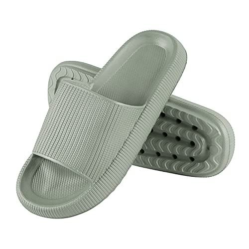 Solutra Badeschlappen Damen Herren Sommer, Rutschfeste Badelatschen Damen Cozy Slides, Wolkenschuhe Damen Weich Dicke Schlappen, Cosify Airfoot Hausschuhe für Innen und AußEn(42/43 EU,Grün) von Solutra