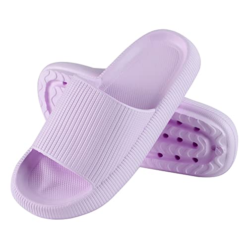 Solutra Badeschlappen Damen Herren Sommer, Rutschfeste Badelatschen Damen Cozy Slides, Wolkenschuhe Damen Weich Dicke Schlappen, Cosify Airfoot Hausschuhe für Innen und AußEn(44/45 EU,Lila) von Solutra