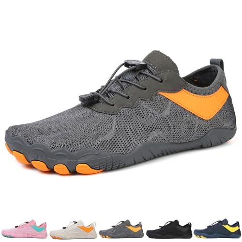 Solutra Barfußschuhe Herren Badeschuhe Damen, Atmungsaktiv Schnell Trocknend Wasserschuhe Damen Aquaschuhe, Unisex rutschfest Schwimmschuhe Damen Strandschuhe (39 EU,Grau) von Solutra