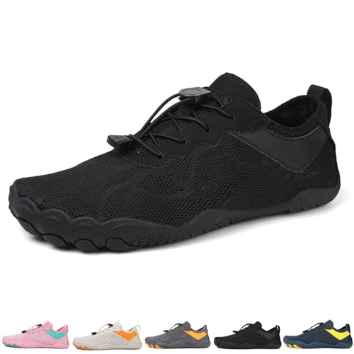 Solutra Barfußschuhe Herren Badeschuhe Damen, Atmungsaktiv Schnell Trocknend Wasserschuhe Damen Aquaschuhe, Unisex rutschfest Schwimmschuhe Damen Strandschuhe (40 EU,Schwarz) von Solutra