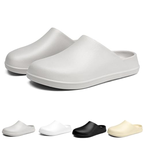 Solutra Gartenschuhe Herren Damen Clogs, wasserdichte rutschfeste Hausschuhe Herren Geschlossen Gartenclogs Damen, Eva Leicht Hausschlappen Damen Latschen (Grau,42/43 EU) von Solutra