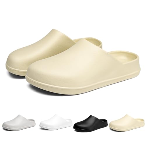 Solutra Gartenschuhe Herren Damen Clogs, wasserdichte rutschfeste Hausschuhe Herren Geschlossen Gartenclogs Damen, Eva Leicht Hausschlappen Damen Latschen (Khaki,38/39 EU) von Solutra