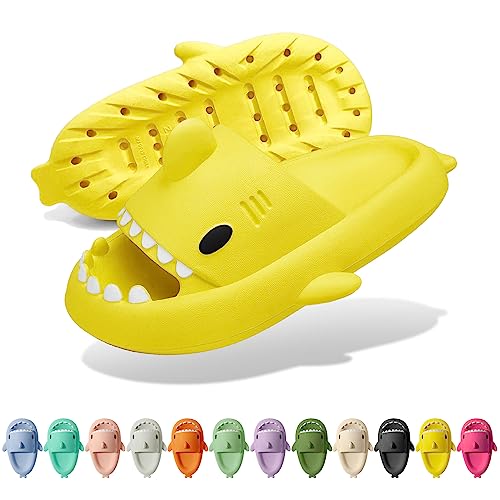 Solutra Hai Hausschuhe Damen Herren, Rutschfeste Cloud Shark Slides Badelatschen, Sommer Shark Slippers für Zuhause Schwimmbad Strand(36/37 EU,Gelb) von Solutra