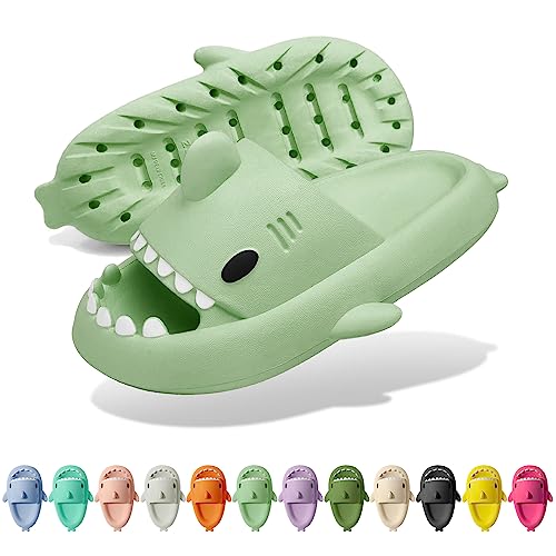 Solutra Hai Hausschuhe Damen Herren, Rutschfeste Cloud Shark Slides Badelatschen, Sommer Shark Slippers für Zuhause Schwimmbad Strand(36/37 EU,Matchagrün) von Solutra