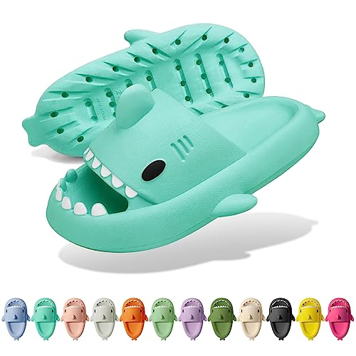 Solutra Hai Hausschuhe Damen Herren, Rutschfeste Cloud Shark Slides Badelatschen, Sommer Shark Slippers für Zuhause Schwimmbad Strand(36/37 EU,Mintgrün) von Solutra