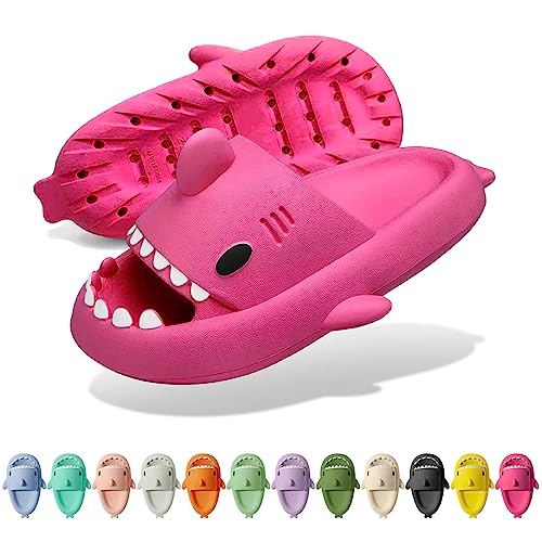 Solutra Hai Hausschuhe Damen Herren, Rutschfeste Cloud Shark Slides Badelatschen, Sommer Shark Slippers für Zuhause Schwimmbad Strand(42/43 EU,Rosenrot) von Solutra