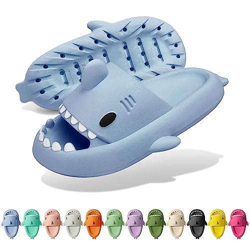 Solutra Hai Hausschuhe Damen Herren, Rutschfeste Cloud Shark Slides Badelatschen, Sommer Shark Slippers für Zuhause Schwimmbad Strand(46/47 EU,Blau) von Solutra