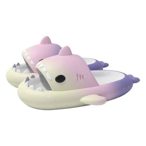 Solutra Hai Hausschuhe Damen Herren, Rutschfeste Cloud Shark Slides Badelatschen, Sommer Shark Slippers für Zuhause Schwimmbad Strand (Milchviolett,36/37 EU) von Solutra