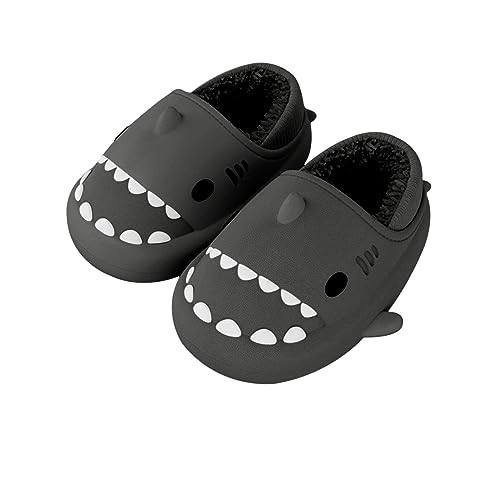 Solutra Hai Hausschuhe Damen Plüsch, Winter Warm Plüsch Shark Slippers, Wasserdicht Hai Schuhe Haifisch Schlappen Pantoffeln für Erwachsener Kinder (Geschlossen) von Solutra