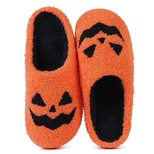 Solutra Hausschuhe Damen Plüsch Winter, Warme Pantoffeln Herren Slippers Damen, Flauschige weiche rutschfeste hauspantoffeln damen (37/38 EU, Halloween Orange) von Solutra