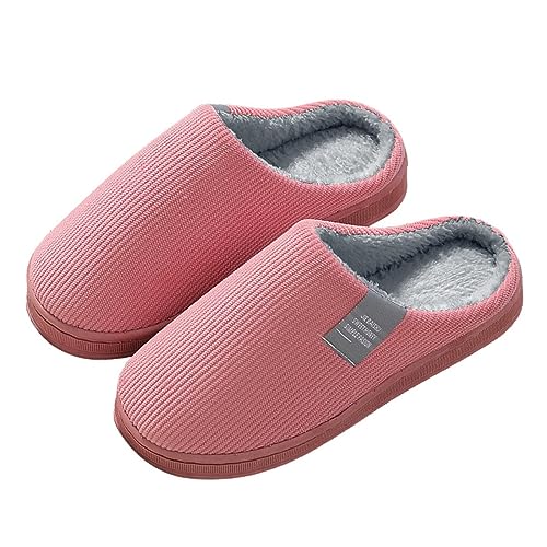 Solutra Hausschuhe Damen Plüsch hausschlappen, Warme Pantoffeln Damen Herren Slippers, Unisex Weiche hauslatschen für Herbst und Winter (36/37EU,Dunkelrosa) von Solutra