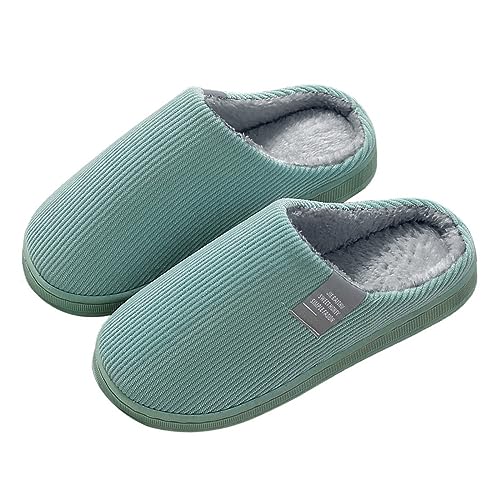 Solutra Hausschuhe Damen Plüsch hausschlappen, Warme Pantoffeln Damen Herren Slippers, Unisex Weiche hauslatschen für Herbst und Winter (36/37EU,Grün) von Solutra