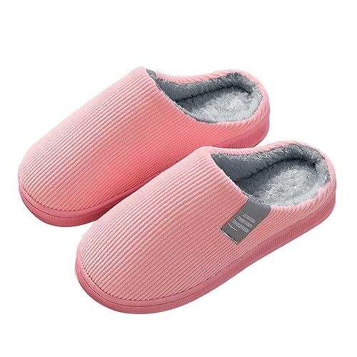 Solutra Hausschuhe Damen Plüsch hausschlappen, Warme Pantoffeln Damen Herren Slippers, Unisex Weiche hauslatschen für Herbst und Winter (38/39EU,Rosa) von Solutra